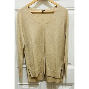 Talbots Womens Tan Cashmere Blend V-Neck Sweater Drop Shoulder Size S VN5272